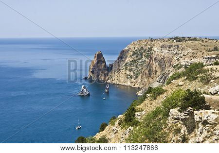 Sea landscape recorded in place Fiolent in region Crimea on Black sea.