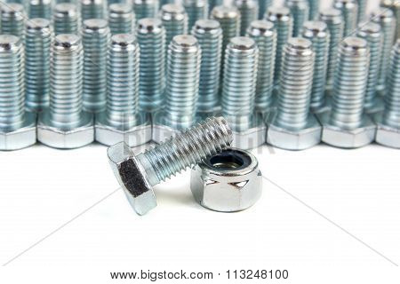 metal bolts isolated on white background