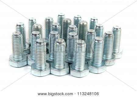 metal bolts isolated on white background