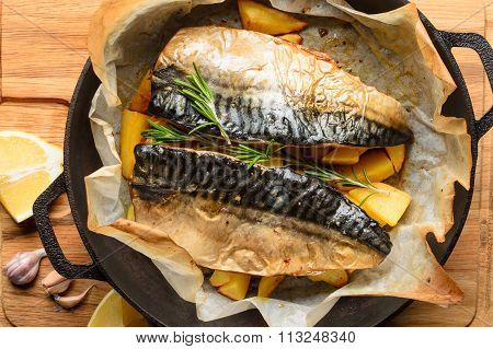 Baked fish mackerel