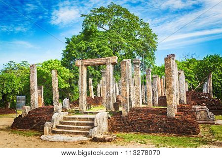 The Polonnaruwa Atadage in the world heritage city Polonnaruwa, Sri Lanka. 