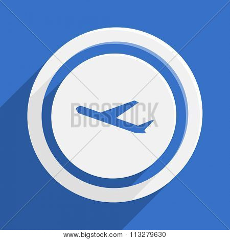 deparures blue flat design modern vector icon for web and mobile app