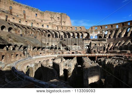 Rome; Italy - April 08: Ruins Of The Colloseum And Tourists In Rome; Italy. Rome Is The Capital Of I