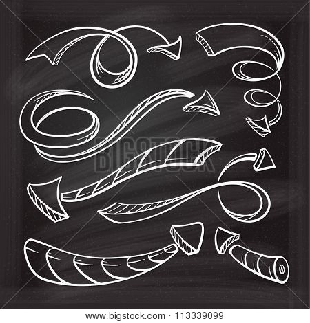 Set of vector chalk doodle arrows.