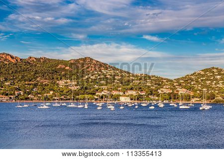 Village Among Red Rocks Of Esterel Massif-france