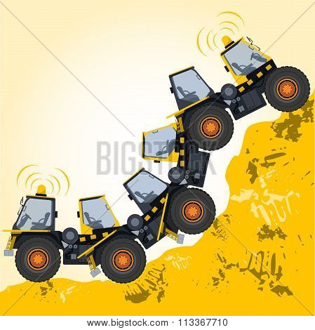 Bizarre machine robot build from ground works