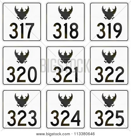 Collection Of Federal Highway Shields Used In Thailand