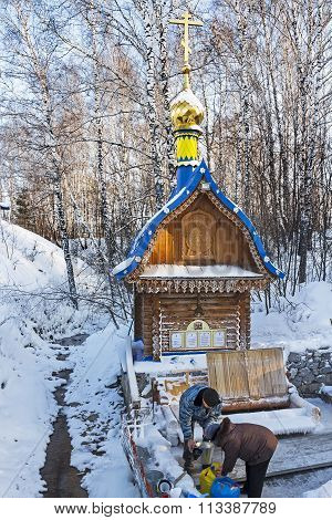 The Natural Source Of Fresh Drinking Water, A Holy Spring, A Place Of Pilgrimage Siberians