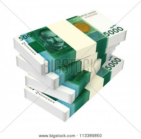 Kyrgyzstani som bills isolated on white background. Computer generated 3D photo rendering