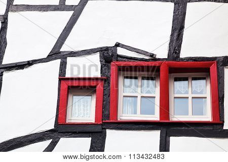 old half timbered house in the picturesque town Monschau in the Eifel region of Germany