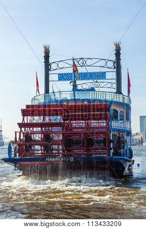 HAMBURG, GERMANY - MARCH 09: Louisiana Star on March 09, 2014 in Hamburg. It's a passenger ship that is based on an American sternwheeler and used for harbor tours in Hamburg.