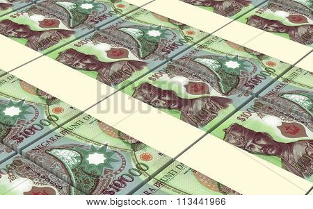 Brunei dollar bills stacks background. Computer generated 3D photo rendering.