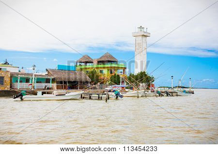 Rio Lagartos is located at a lagoon, the Ria Lagartos, which is part of a natural reserve,Yucatan, Mexico