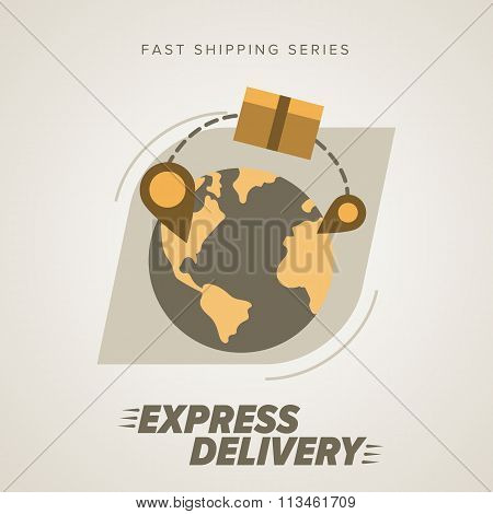 Express delivery icon. Cargo delivery. Express delivery package. Post service, order. Symbol of express delivery. Express delivery vector icon. Delivery goods, shipping service. Express delivery sign. Express delivery illustration. Delivery service icon.