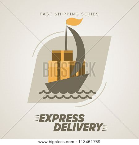 Delivery goods, shipping service. Express delivery sign. Express delivery illustration. Delivery service icon.Express delivery icon. Cargo delivery. Express delivery package. Post service, order. Symbol of express delivery. Express delivery vector icon.