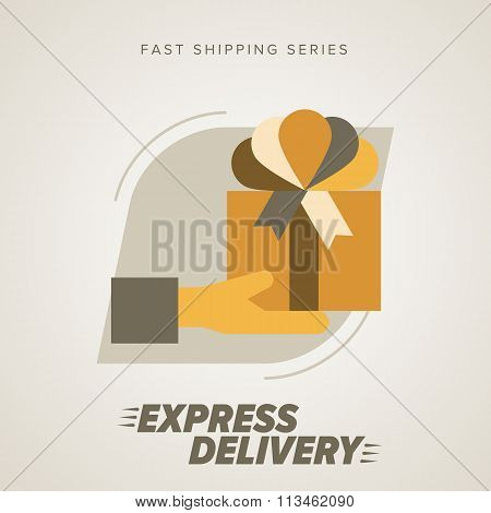 Express delivery icon. Cargo delivery. Express delivery package. Post service, order. Symbol of express delivery. Express delivery vector icon. Delivery goods, shipping service. Express delivery sign. Express delivery illustration. Delivery service icon.