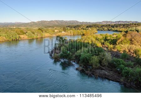 View Of The Ebro River From The Miravet Castle, Spain