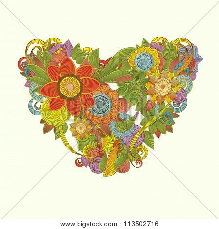 Colorful floral heart design