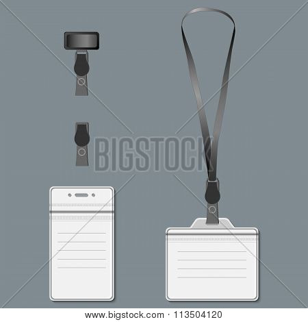 Lanyard. Retractor End Badge. Vector Eps10