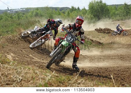 Arsenyev, Russia - Aug 30: Rider Participates In The  Round Of The 2014 Russia Motocross Championshi