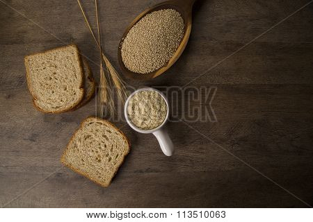Portion Of Uncooked Quinoa And Wey Protein
