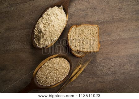 Portion Of Uncooked Quinoa And Wey Protein