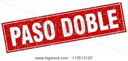 Paso Doble Red Square Grunge Stamp On White