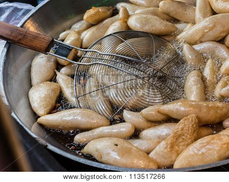 Deep Fired Fish Ball In Pan