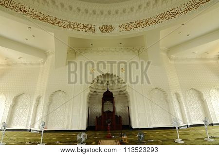 Interior of the Sultan Ismail Airport Mosque at Senai Airport in Malaysia