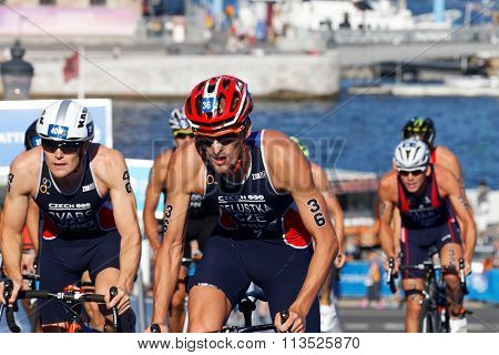 Close-up Of Cycling Triathlete From Czechoslovakia