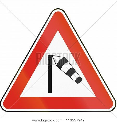 Road Sign Used In Slovakia - Crosswind