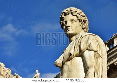 Dioskouri From Rome Capitoline Hill At Sunset