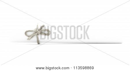 White Message Tube Tied With Cord, Left Natural Knot Isolated