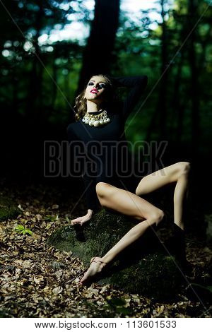 Sensual Woman In Forest