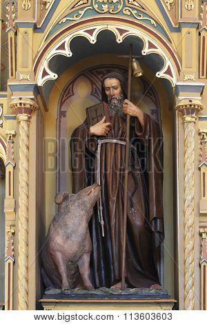 STITAR, CROATIA - AUGUST 27: St. Anhony the Great, altar of St. Anthony the Great in the church of Saint Matthew in Stitar, Croatia on August 27, 2015