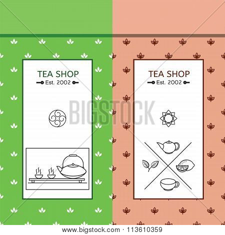 Green and black Chinese tea pack vector color seamless patern