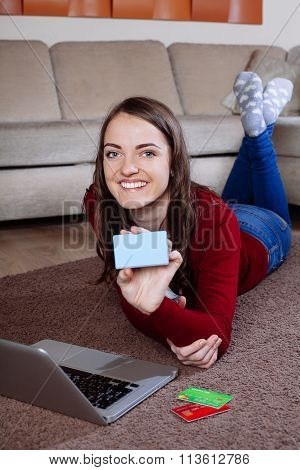 Happy Woman Doing Online Shopping