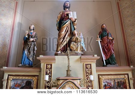 STITAR, CROATIA - AUGUST 27: Main altar in the church of Saint Matthew in Stitar, Croatia on August 27, 2015