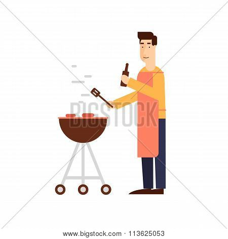 Man with a barbecue grill