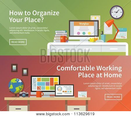 Vector workplace web banners