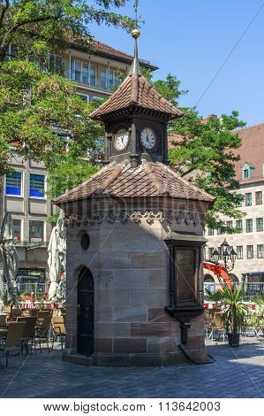 Clock Tower In Nuremberg, Germany, 2015