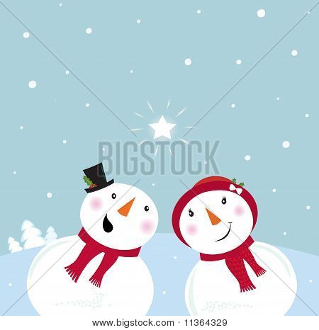 Valentine´s Tag: Schneemann & Schnee Frau. Snowy Couple in love