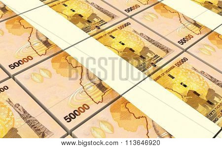 Ugandan shillings bills stacks background. Computer generated 3D photo rendering.