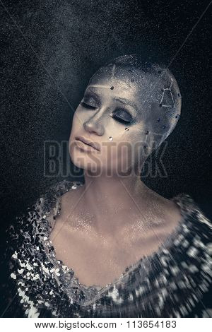 Girl Astronomer. Universe. Bald.