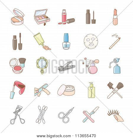 Beauty products color vector icons