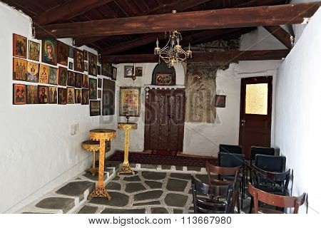 The Interior Inside A Small Chapel In Greece
