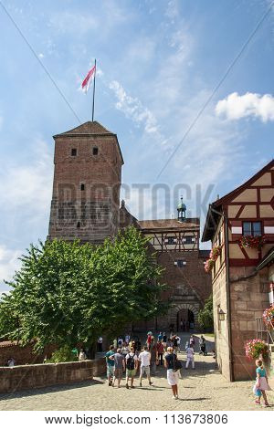 NUREMBERG, GERMANY - AUGUST 23, 2015: The Nuremberg Castle (Nürnberger Burg) is one of the main sights of the city the castle and it's historical buildings are located on a sandstone rock in the north of Nuremberg