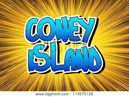 Coney Island - Comic Book Style Word.