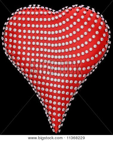 붉은 심장 모양의 다이아몬드 Incrusted