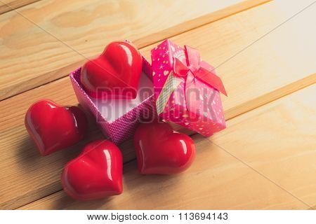 Gift Of Love. Hearty Gift. A Gift Box With A Red Heart Inside.